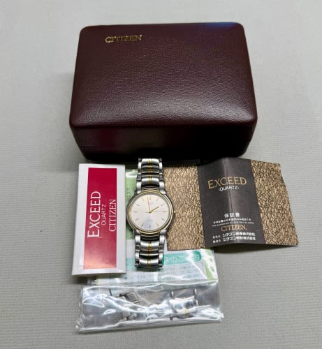 Original Rare Vintage Citizen Exceed Euros Two-Toned Full Box 1980 - (Condition 90%)