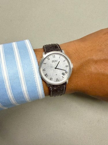 Original Ultra Rare Vintage SEIKO Chariot Automatic with Manual-Winding Hi-Beat Gray Linen Dial 1973
