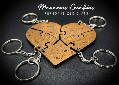Personalized Family/Friends Puzzle Keychain Set of 3