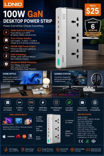 Power Strip Original LDNIO 100w speed 2500w power access