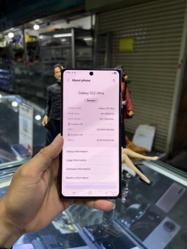 Samsung S22Utra 512G Ram12G Sim2 Global អេក្រង់Oled បែកថាច់ស្ទើរតួរ