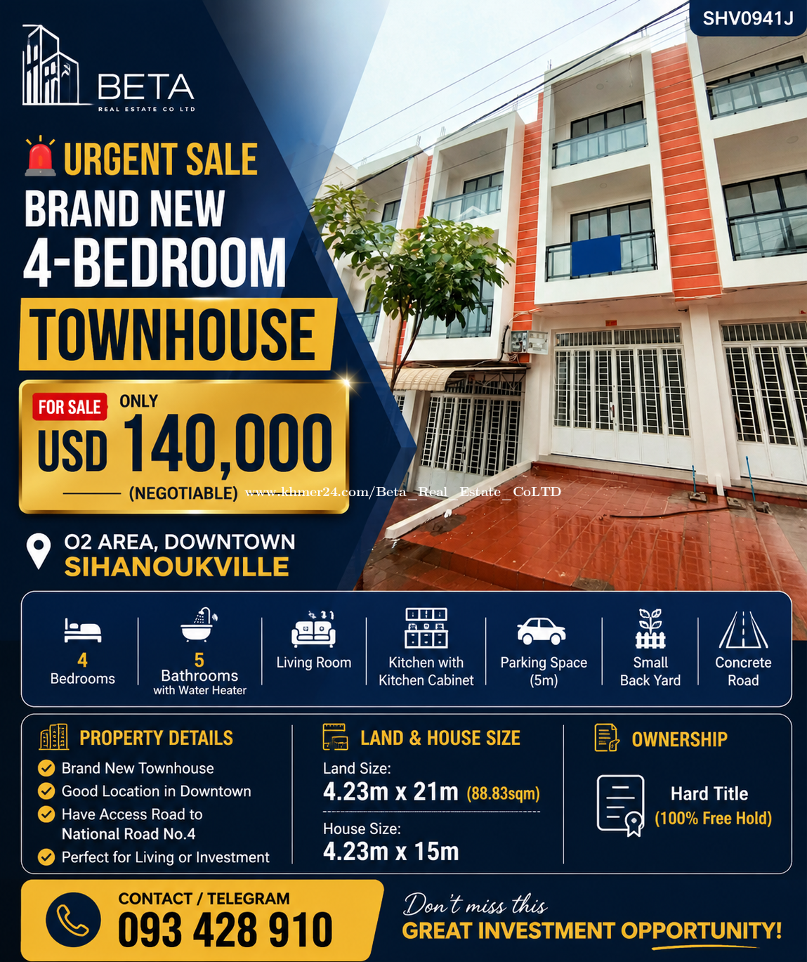 URGENT SALE | BRAND NEW TOWNHOUSE IN SIHANOUKVILLE