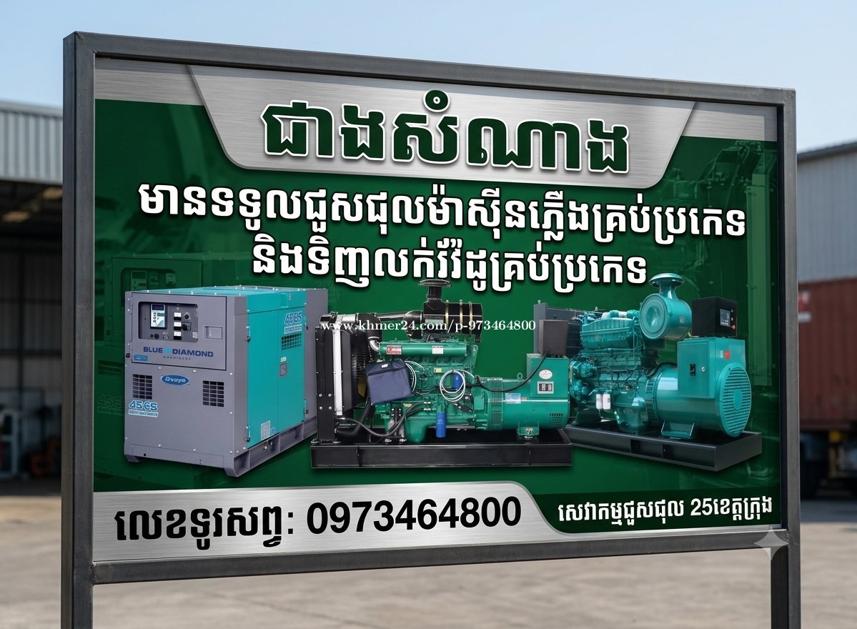 ជាងសំណាងមានសេវ៉ាកម្មជួសជុលម៉ាស៊ុនភ្លើង25ខេត្តក្រុង