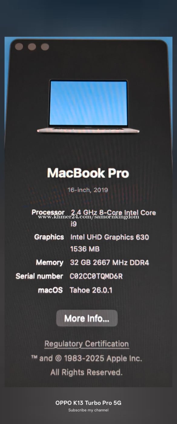 លក់ MacBook Pro 16-inch | RAM 32GB 2667 MHz DDR4 | GPU Core i9 ត្រឹមតែ $570