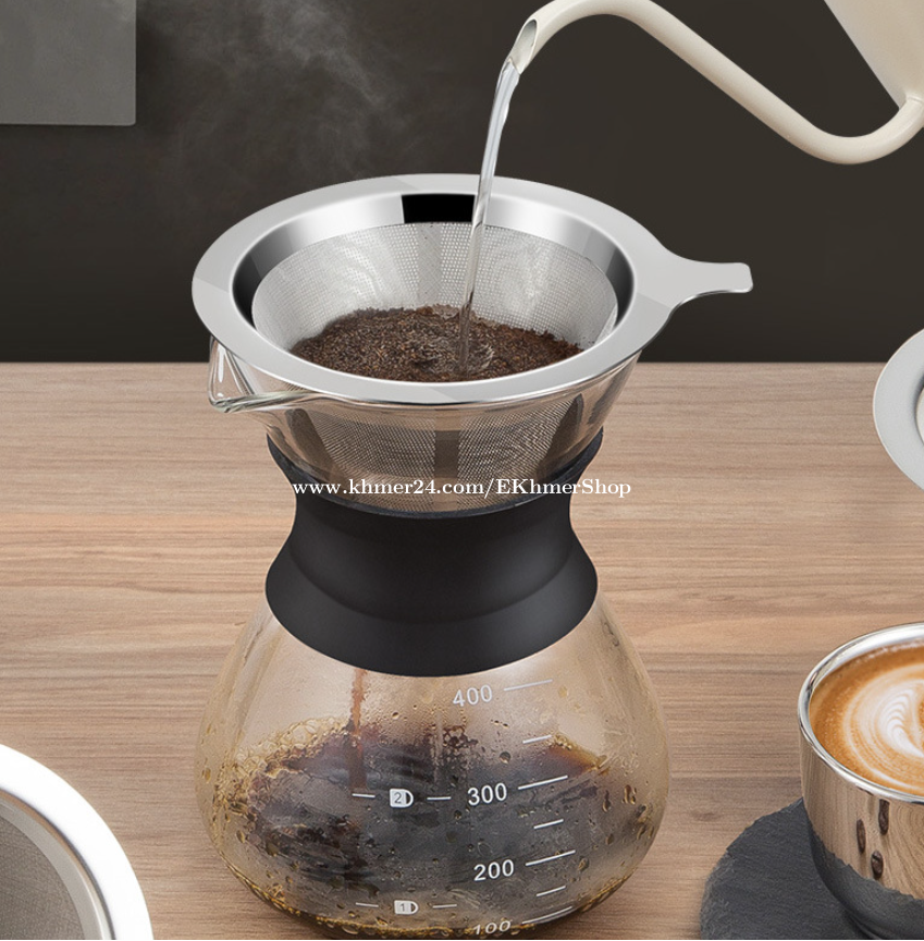2026 Stainless steel strainer filter Cup funnel hand coffee pot household coffee