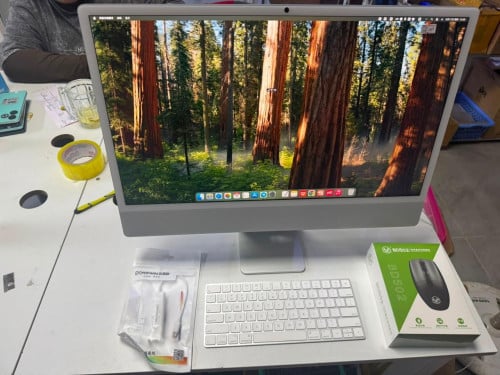 【2024 款 M4 顶配】iMac 24 英寸 24G+256G 银色 带原装键盘 后配鼠标