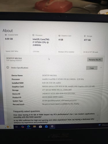 Asus tuf vga 1650 4g
