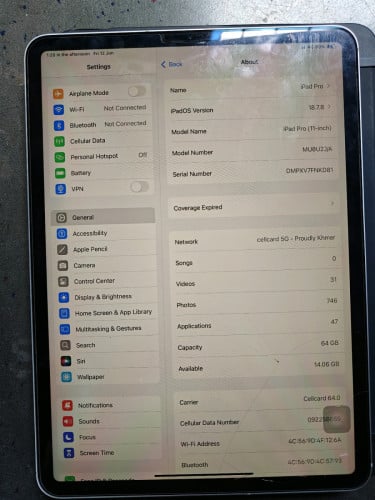 iPad pro 11 2018 SIM & wifi