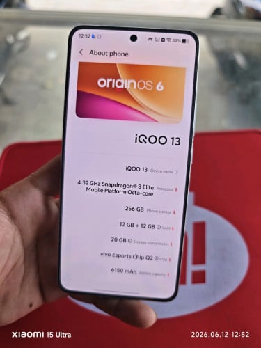 Iqoo 13 China 256gb 12+12g ម៉ាស៊ីនស្អាតសំណុំស៊ីនមួយទឹកក្រៅស្រុក