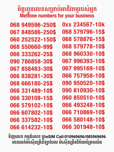 Metfone លេខសម្រាប់អាជីវកម្ម