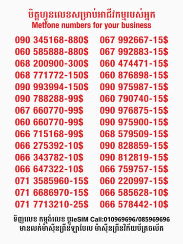 Metfone លេខសម្រាប់អាជីវកម្ម