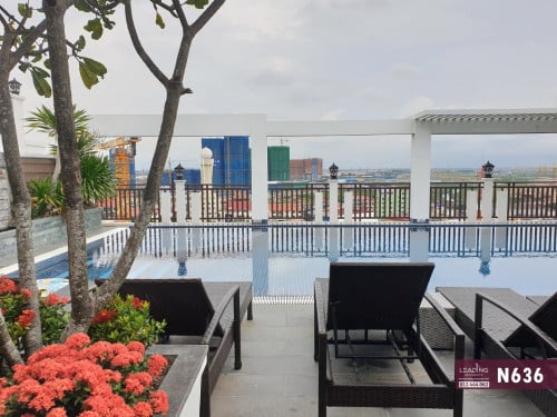N636 | Boeng Trabek, Rooftop Swimming Pool 1 Bedroom Apartment For Rent Free Serv