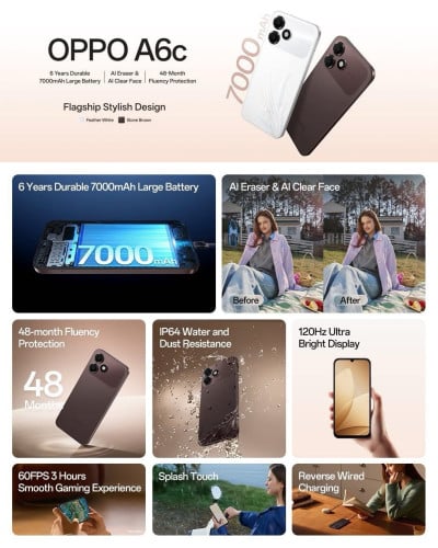 OPPO A6c Ram4G+8G/64GB ថ្មីប្រអប់ធានាក្រុមហ៊ុន1ឆ្នាំថែមជូនការដូពិសេសៗ