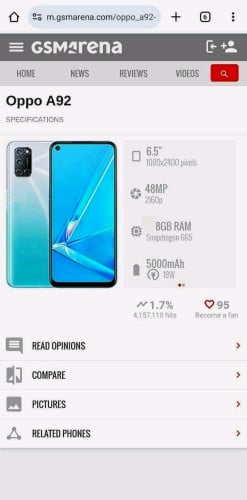 OPPO A92 Company Sim2 128GB RAM 8+5GB ក្រុមហ៊ុន ស៊ីម២ សុីនសុំណុំ ស្អាត 99% ម៉ាស៊ីនល្អ ថ្មកាន់