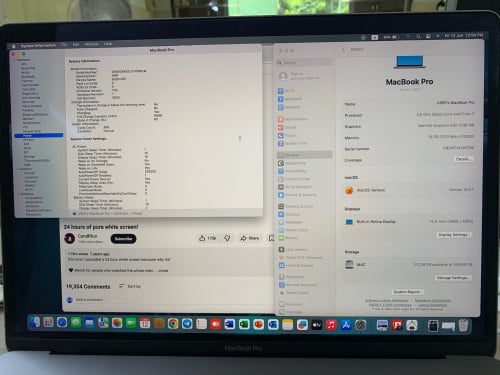 Pro 15 inch RAM 16g SSD 256g core i7