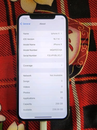 X 99% អេក្រង់ស៊ីនមានស្គេន 256GB