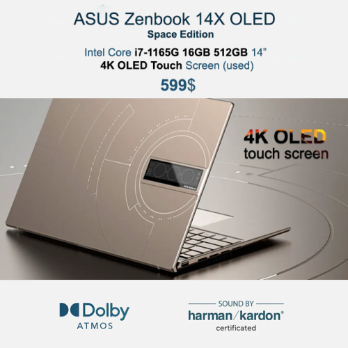Zenbook 14X OLED Space Edition - $599 _i7 1165G7 16GB 512GB 14" 4K OLED Touch