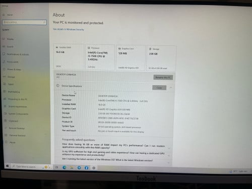 Core i5 ជំនាន់7 /16g/256g