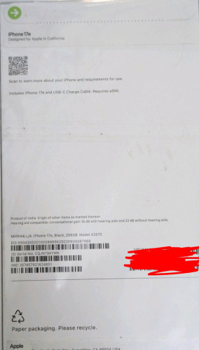 Iphone 17e ថ្មី 100% ក្នុងប្រអប់
