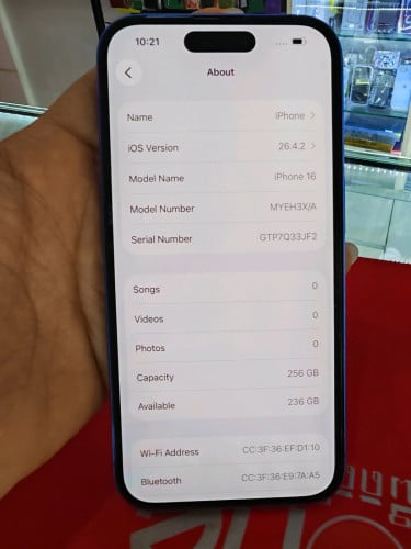Iphone16 Xa sim1 +Esim 256G ថ្ម97% ស្អាត99%ធានាសុំនុំហ្សីន