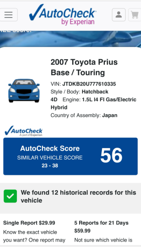 Prius 2007 white h/full