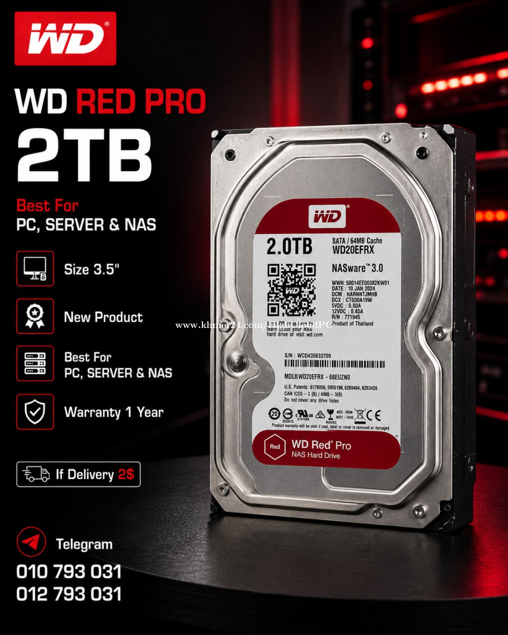 Wd Server Type Hard Disk Server NAS Desktop WD Red HDD 4tb price $145.00 in Tuek L'ak ...