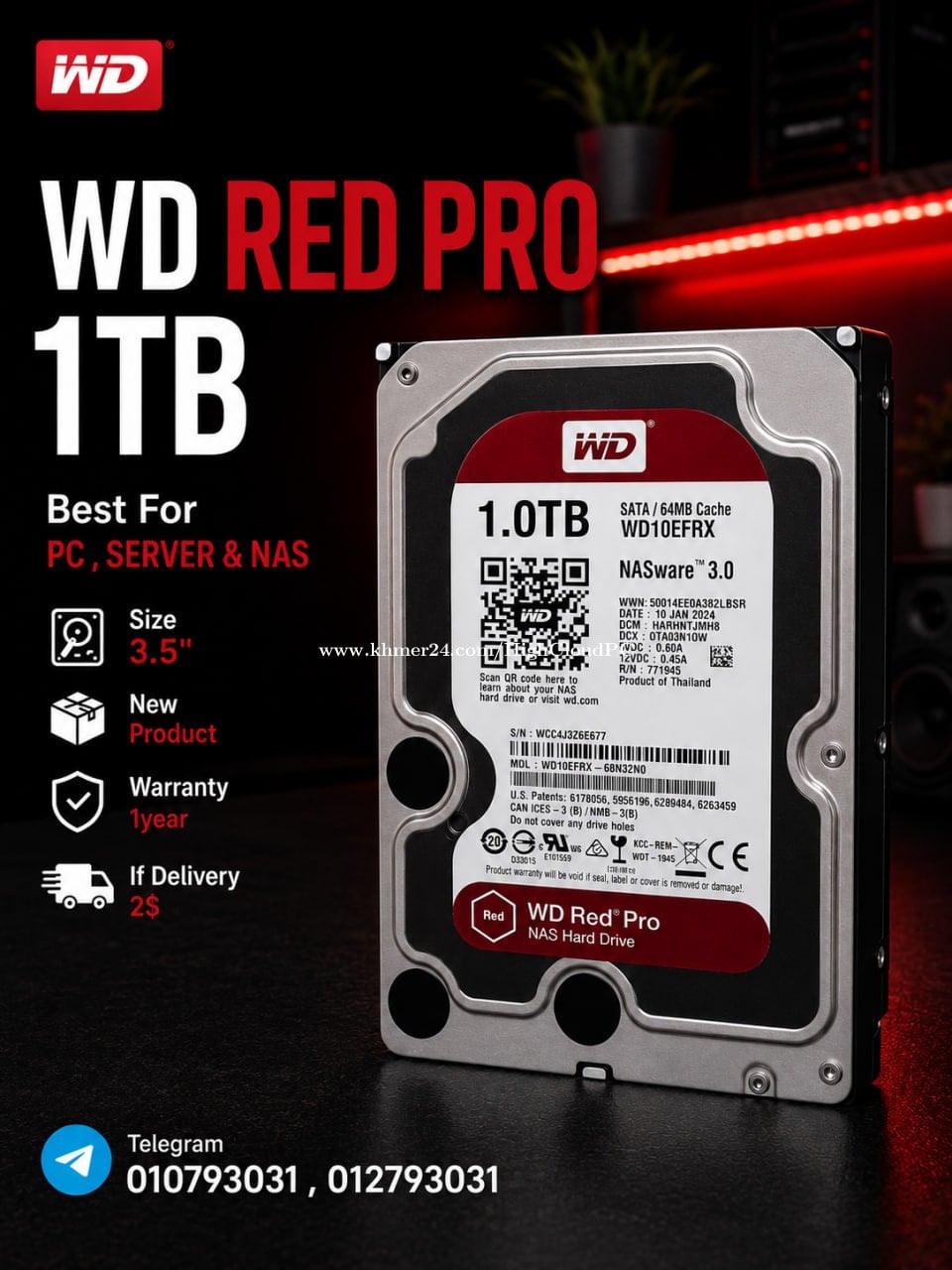 Wd Server Type Hard Disk Server NAS Desktop WD Red HDD 4tb price $145.00 in Tuek L'ak ...