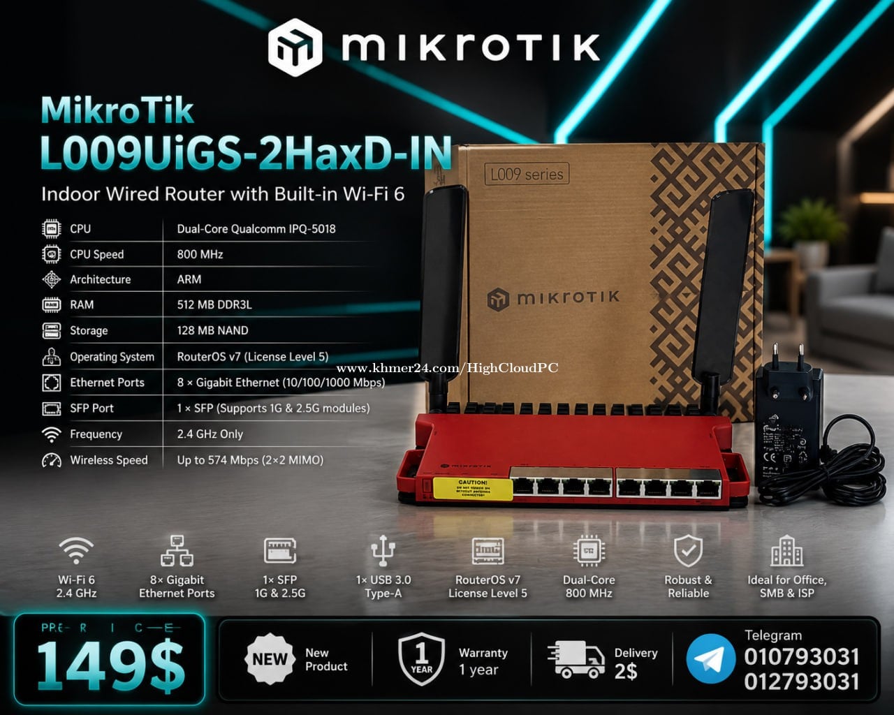 MikroTik L009UiGS-2HaxD-IN Wi-Fi 6 Router | 8 Gigabit LAN price $149.00 ...