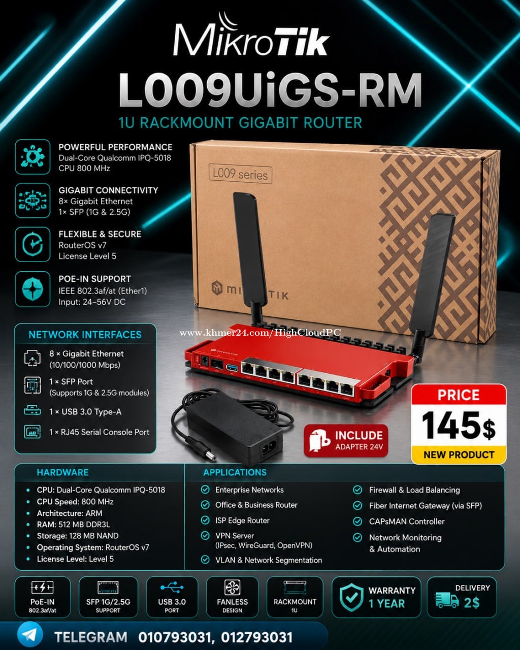 MikroTik L009UiGS-2HaxD-IN Wi-Fi 6 Router | 8 Gigabit LAN price $149.00 ...