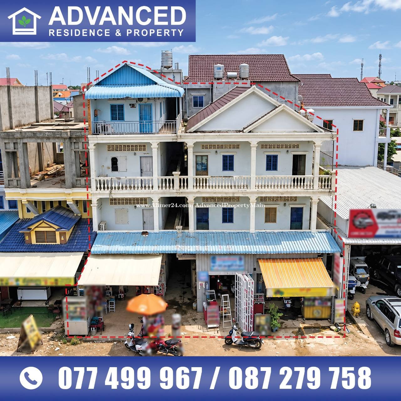 ផ្ទះអាជីវកម្ម 3ល្វែង(SH) មានចំណូលពីការជួល 2,850 ដុល្លារ/ខែ នៅលើផ្លូវ QMI ត្រូវការលក់បន្ទាន់ខ្លាំង