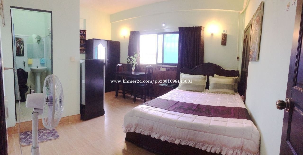 room fully furnished, fridge, air-conditioner, standing fan, hot shower, kitchen, washing machine