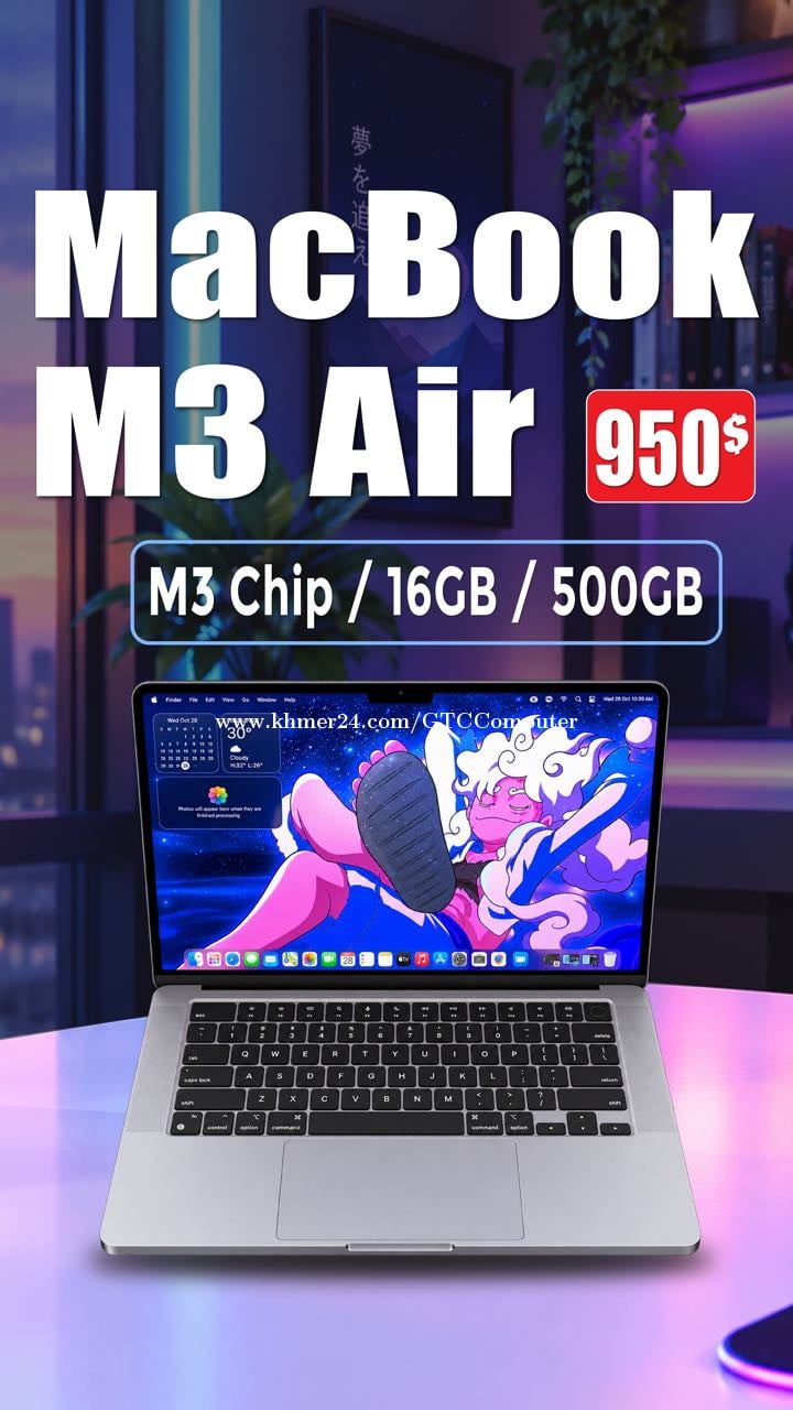 Macbook Computerized MacBook Air M3 price $950.00 in Veal Vong, Prampir Meakkakra, Phnom ...